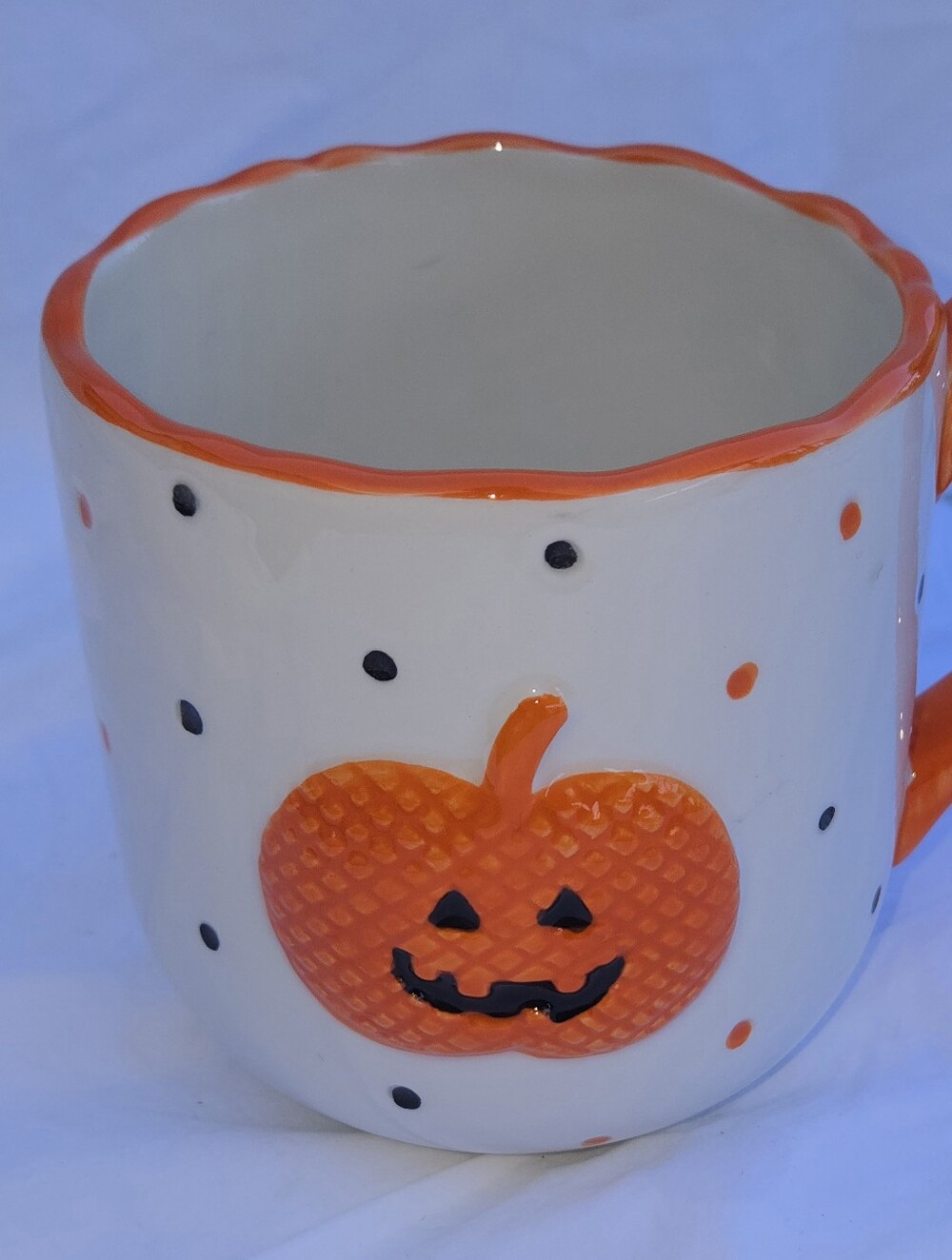 Halloween Pumpkin Ceramic Mug - Orange and White
